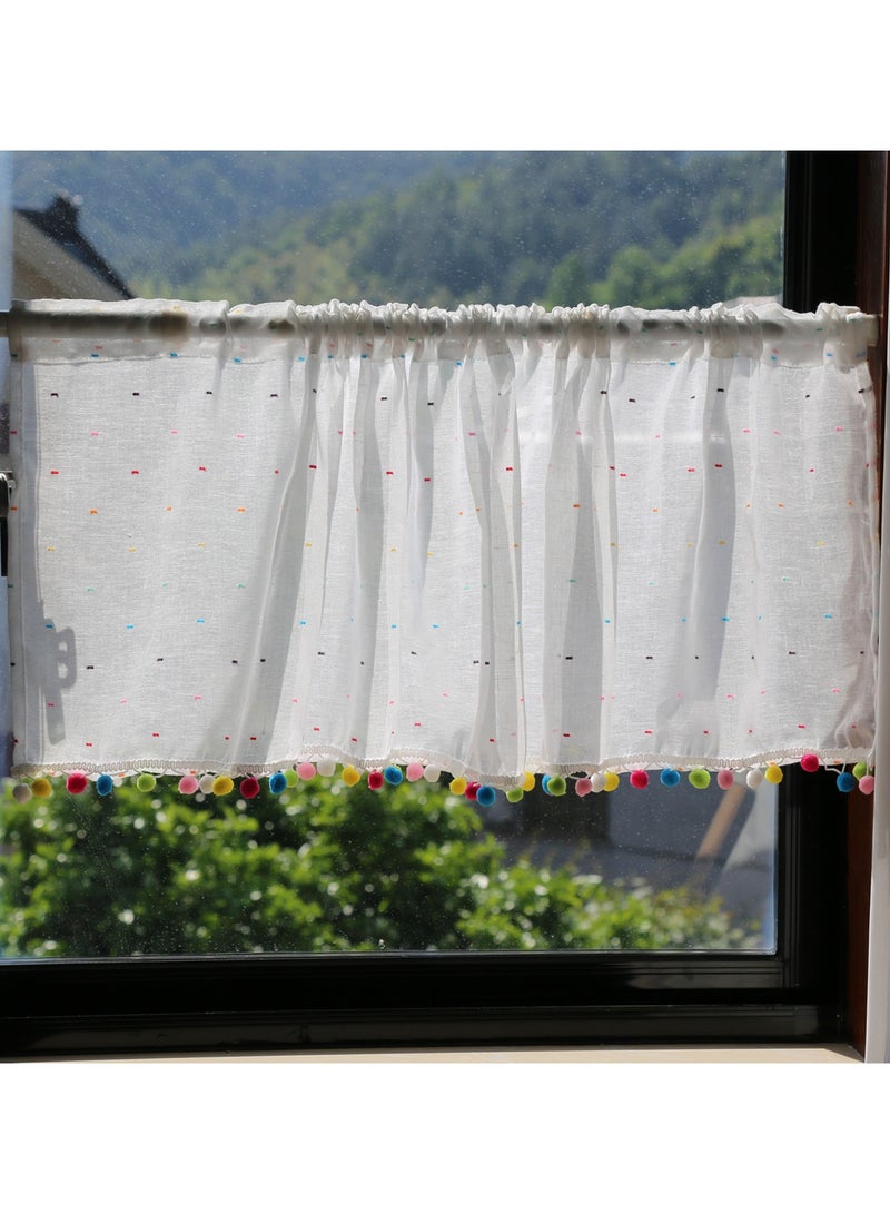 general Fresh Fabric Half-Curtain for Bay Windows Cabinet Cover Sheer Door Curtain No-Drill Divider Short Curtain - Image 1