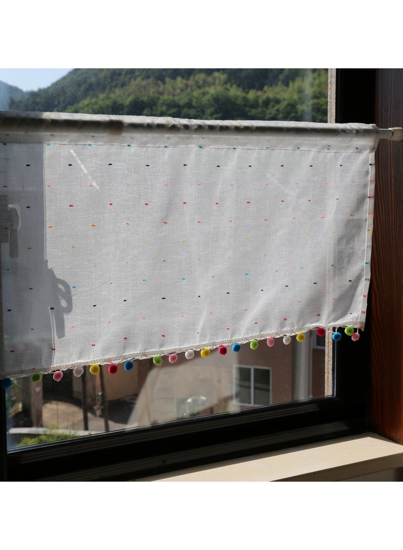 general Fresh Fabric Half-Curtain for Bay Windows Cabinet Cover Sheer Door Curtain No-Drill Divider Short Curtain - Image 2