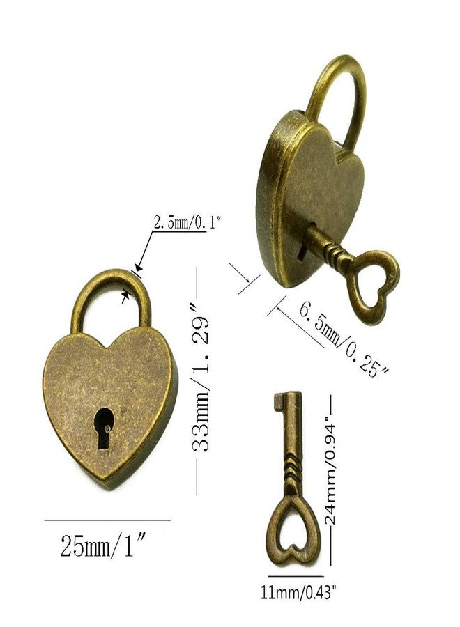 Hyamass Small Padlock with Keys -3Pcs Antique Bronze Heart Lock Set for Vintage Style Security & Gifts - Image 2