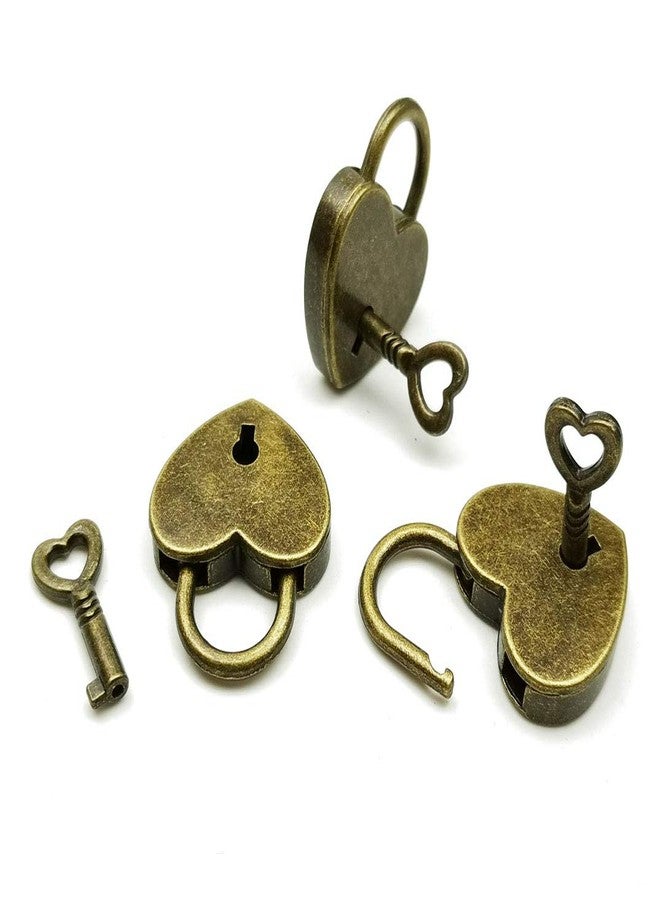 Hyamass Small Padlock with Keys -3Pcs Antique Bronze Heart Lock Set for Vintage Style Security & Gifts - Image 3