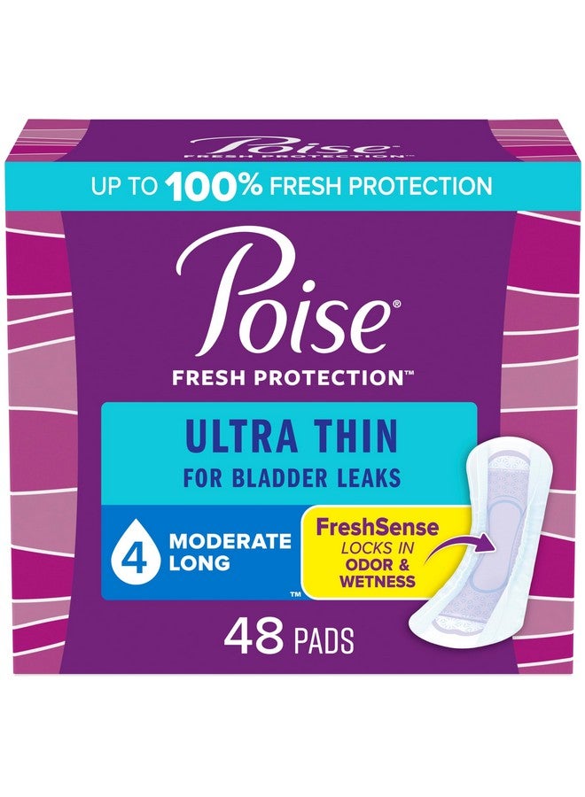Poise Poise Ultra Thin Incontinence Pads & Postpartum Incontinence Pads, 4 Drop Moderate Absorbency, Long Length, 48 Count, Packaging May Vary  - Image 1