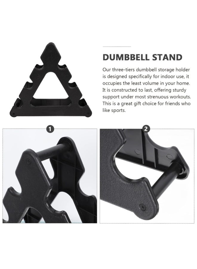 بتيمفم حامل دمبل ثلاثي الطبقات، عبوة من قطعتين، سعة ١٢ كجم، موفر للمساحة، مناسب للصالات الرياضية المنزلية والمكتبية. - Image 2