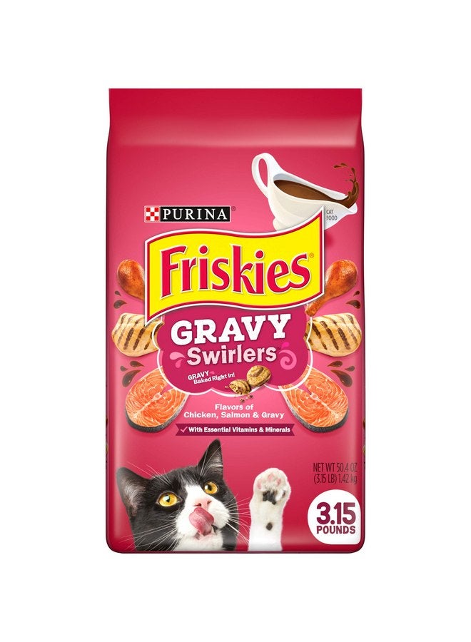 فريسكس طعام القطط الجاف Purina Friskies، Gravy Swirlers - كيس 3.15 رطل - Image 1