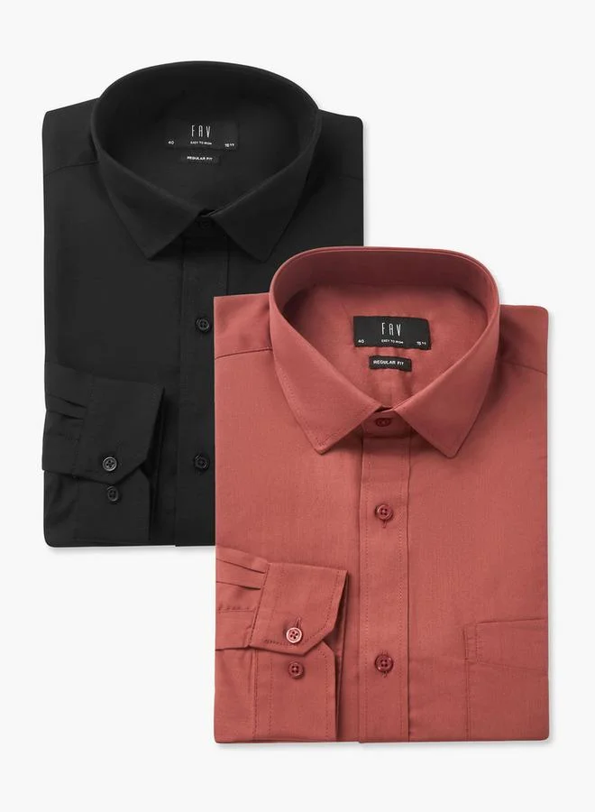 Splash FAV Men Regular Fit Collared Long Sleeves Shirt - Set of 2