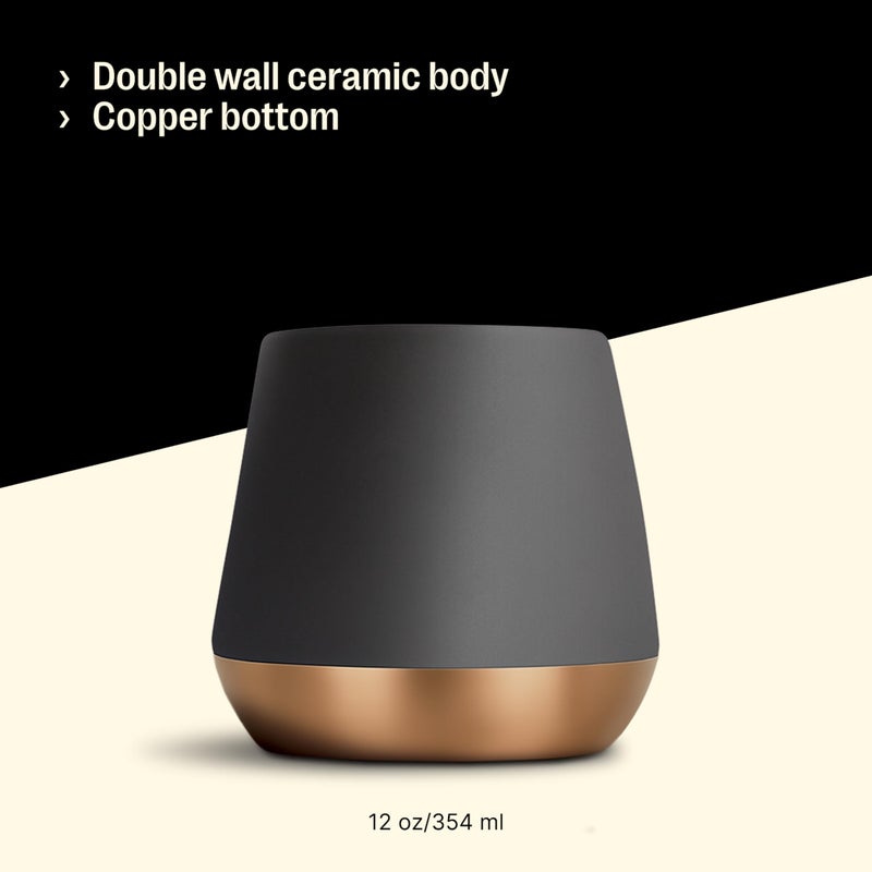 Fellow Big Jo' Double Wall Ceramic Coffee Mug - Refined and Sophisticated, Matte Black, Single 12 oz Cup - Image 4