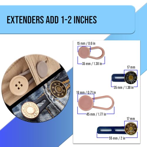 Mobi Lock 12 Pcs Pants/Trousers Button Extender Set - Flexible Waist Extenders - Instant Waistband Expansion for Men and Women - No Sewing Required - by Mobi Lock - Image 2