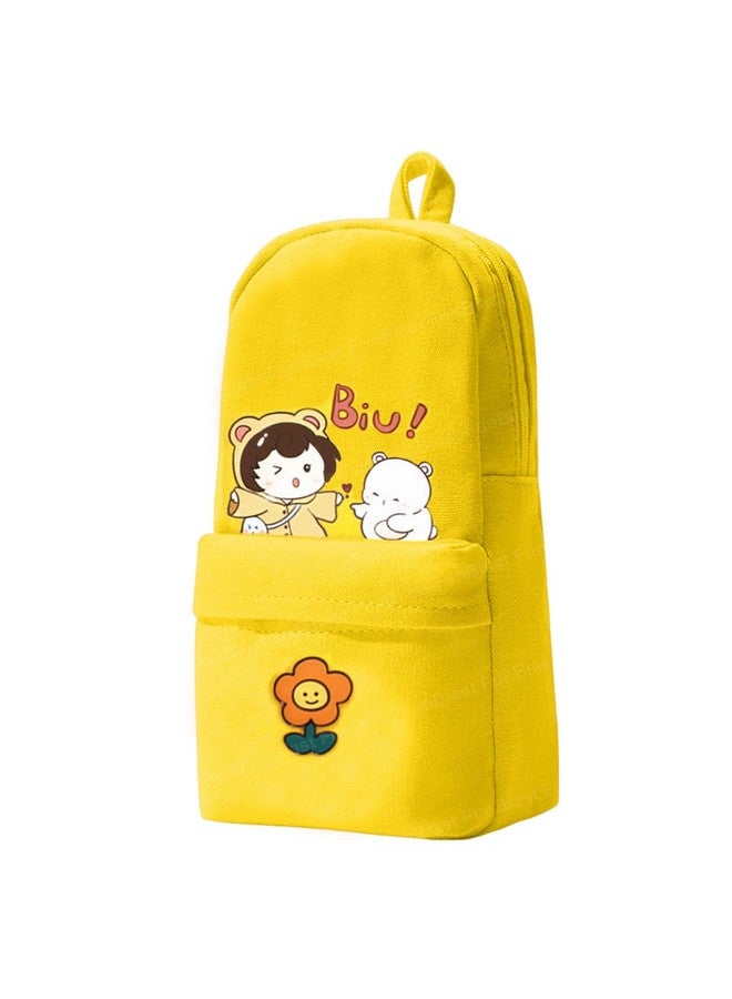 FunBlast Pencil Pouch for Girls - Kawaii Pencil Case, Large Capacity Hangable Pencil Case, Stylish Pencil Case, Cute Cartoon Pouch for Kids, Aesthetic Pouch for School & College Students (Yellow) - Image 1