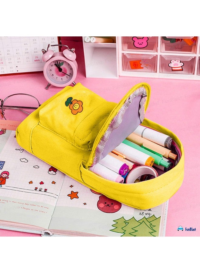 FunBlast Pencil Pouch for Girls - Kawaii Pencil Case, Large Capacity Hangable Pencil Case, Stylish Pencil Case, Cute Cartoon Pouch for Kids, Aesthetic Pouch for School & College Students (Yellow) - Image 5