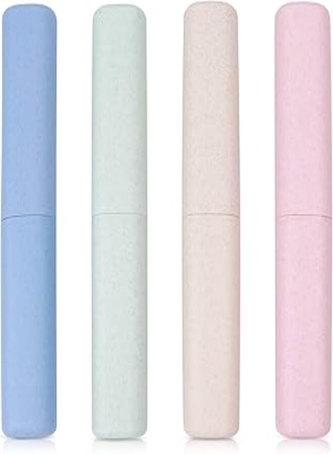 FASHION MANIA 4 Pack Travel Toothbrush Case Portable Toothbrush Carrier Case Plastic Toothbrush Storage Case Cover Toothbrush Cup Container for Traveling, Camping, Bathroom, Home, School