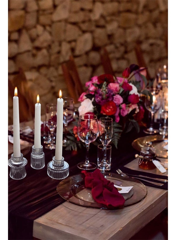 HOMESTAR 3 Pcs Glass Candlestick Holders, Tealight Candle Holders for Table Centerpieces, Wedding Decor and Dinner Party, Clear - Image 4
