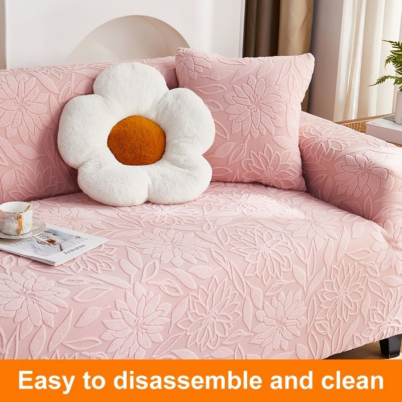 2 Pcs Blue Two Seater Plush Soft Thickened Stretch Universal Full Cover Sofa Slipcover All Season Cat Scratch And Dust Proof Sofa Cover Holiday Home Decor Includes One Sofa Slipcover And One Pillowcase 17 72 X 17 72 Inches - Image 4