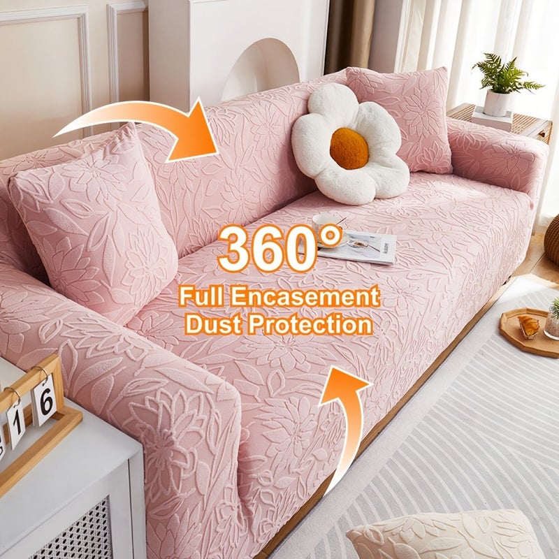 2 Pcs Blue Two Seater Plush Soft Thickened Stretch Universal Full Cover Sofa Slipcover All Season Cat Scratch And Dust Proof Sofa Cover Holiday Home Decor Includes One Sofa Slipcover And One Pillowcase 17 72 X 17 72 Inches - Image 2