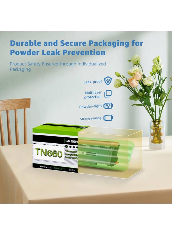 Greencycle 1 Pack TN660 TN-660 TN630 TN-630 Black Toner Cartridge Replacement Compatible for Brother MFC-L2700dw MFC-L2740dw DCP-L2540dw HL-L2300D HL-L2380DW HL-L2320D DCP-L2540DW Laser Printer - Image 5
