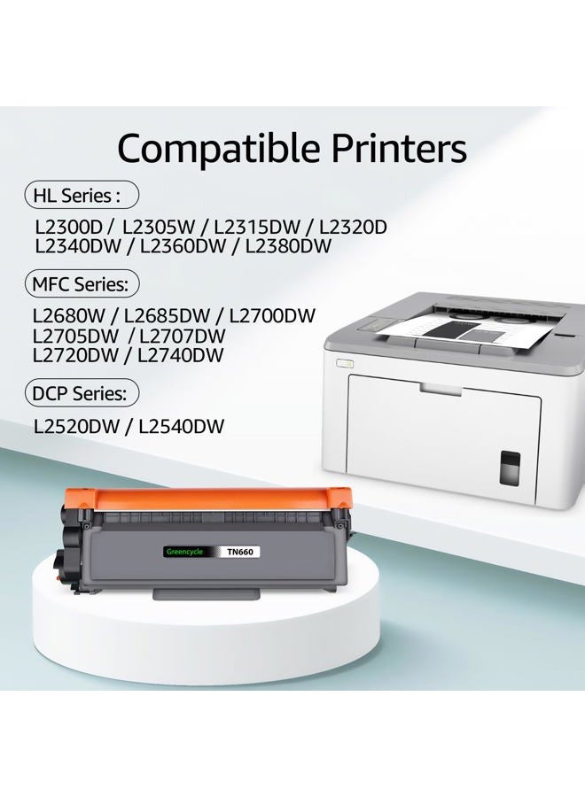 Greencycle 1 Pack TN660 TN-660 TN630 TN-630 Black Toner Cartridge Replacement Compatible for Brother MFC-L2700dw MFC-L2740dw DCP-L2540dw HL-L2300D HL-L2380DW HL-L2320D DCP-L2540DW Laser Printer - Image 2