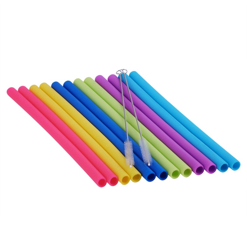 tifanso 14PCS Reusable Silicone Straws with Cleaning Brushes, 10" Flexible Extra Wide Large Jumbo Drinking Straws, Great for for 30oz and 20oz Tumblers Yeti/Rtic and Milkshakes - Image 2