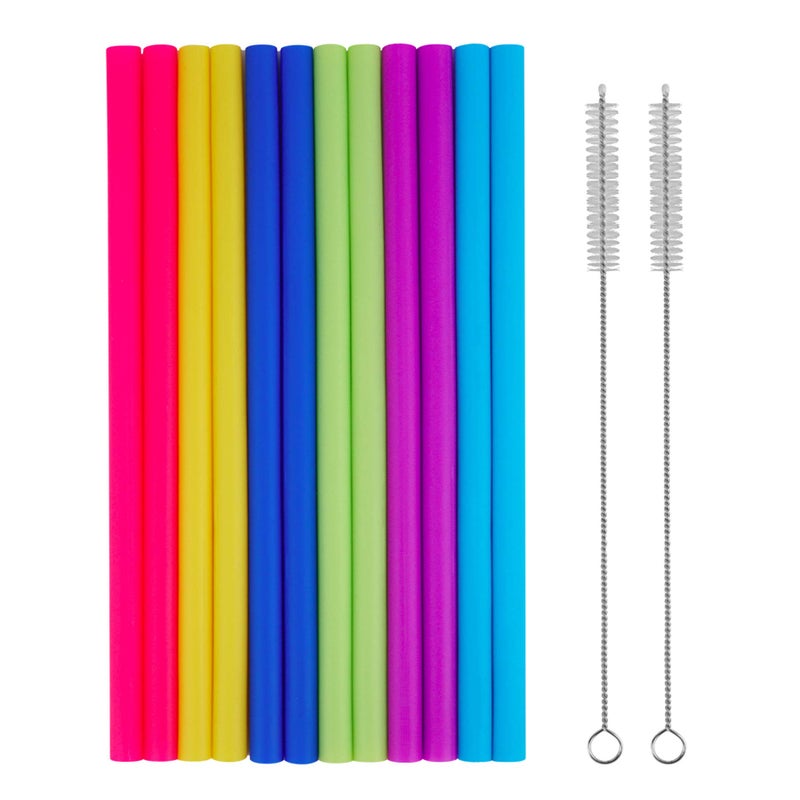 tifanso 14PCS Reusable Silicone Straws with Cleaning Brushes, 10" Flexible Extra Wide Large Jumbo Drinking Straws, Great for for 30oz and 20oz Tumblers Yeti/Rtic and Milkshakes - Image 1