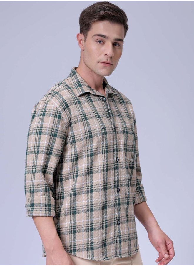 The Indian Garage Co Men Relaxed Fit Checkered Full Sleeves Cutaway Collar Resort Wear Shirt  - Image 4