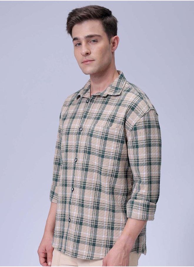 The Indian Garage Co Men Relaxed Fit Checkered Full Sleeves Cutaway Collar Resort Wear Shirt  - Image 3