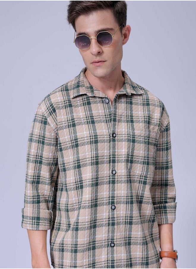 The Indian Garage Co Men Relaxed Fit Checkered Full Sleeves Cutaway Collar Resort Wear Shirt  - Image 1