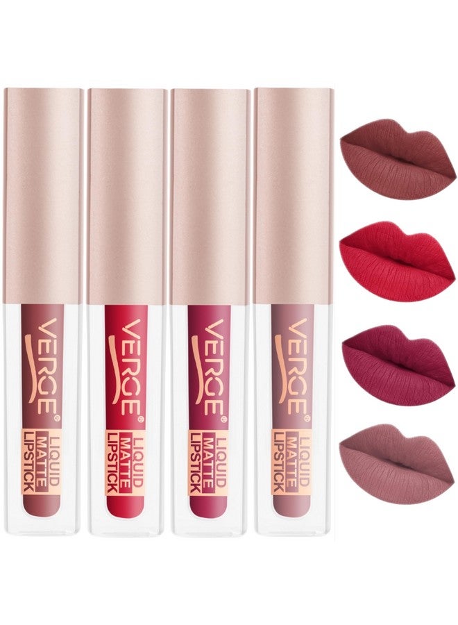VERGE LIP SHOTS LONG WEAR NON TRANSFER WATERPROOF LIQUID LIPCOLOR WITH MATTE FINSH (PACK OF 4) All Time - Image 1