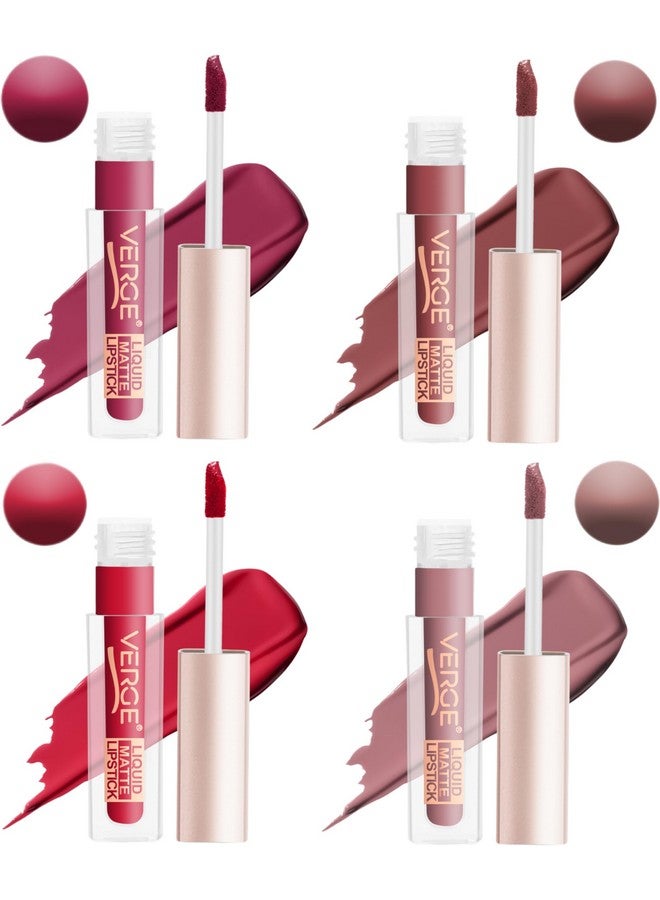 VERGE LIP SHOTS LONG WEAR NON TRANSFER WATERPROOF LIQUID LIPCOLOR WITH MATTE FINSH (PACK OF 4) All Time - Image 2