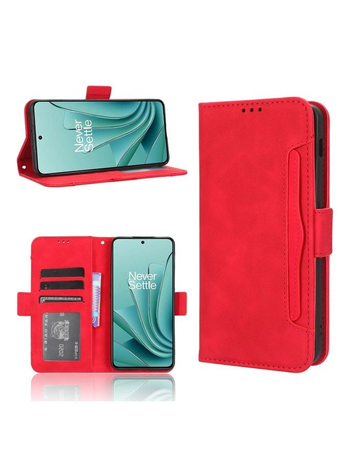 HuHa - Case Cover For For OnePlus Ace 2V Skin Feel Calf Texture Card Slots Leather Phone Case(Red) - Image 1