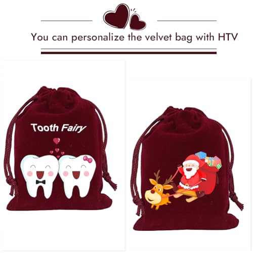 HRX Package Mini Velvet Gift Bag with Drawstring,20PCS Burgundy Red Velvet Cloth Jewelry Pouches (3x4 inches) - Image 4