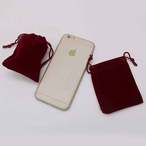 HRX Package Mini Velvet Gift Bag with Drawstring,20PCS Burgundy Red Velvet Cloth Jewelry Pouches (3x4 inches) - Image 3
