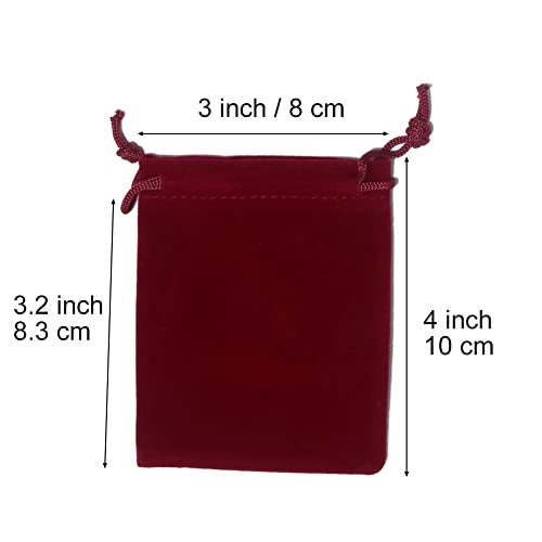 HRX Package Mini Velvet Gift Bag with Drawstring,20PCS Burgundy Red Velvet Cloth Jewelry Pouches (3x4 inches) - Image 2