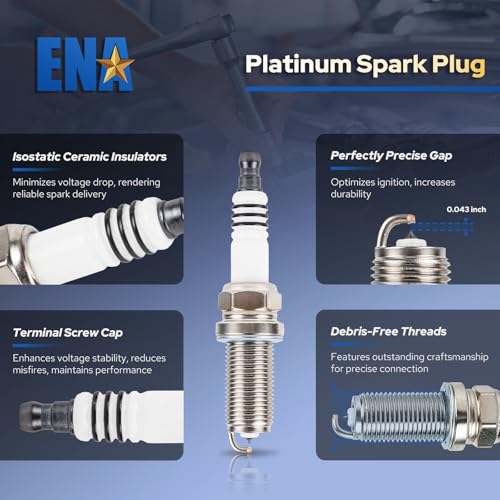 ENA مجموعة ENA من 8 حزم لفائف الإشعال مع شمعات الإشعال متوافقة مع إنفينيتي نيسان 2007-2015 أرمادا، 2012-2017 NV2500 NV3500، 2008-2012 باثفايندر، 08-15 TITAN، 07-2010 QX56 5.6L V8 تناسب UF551 - Image 5