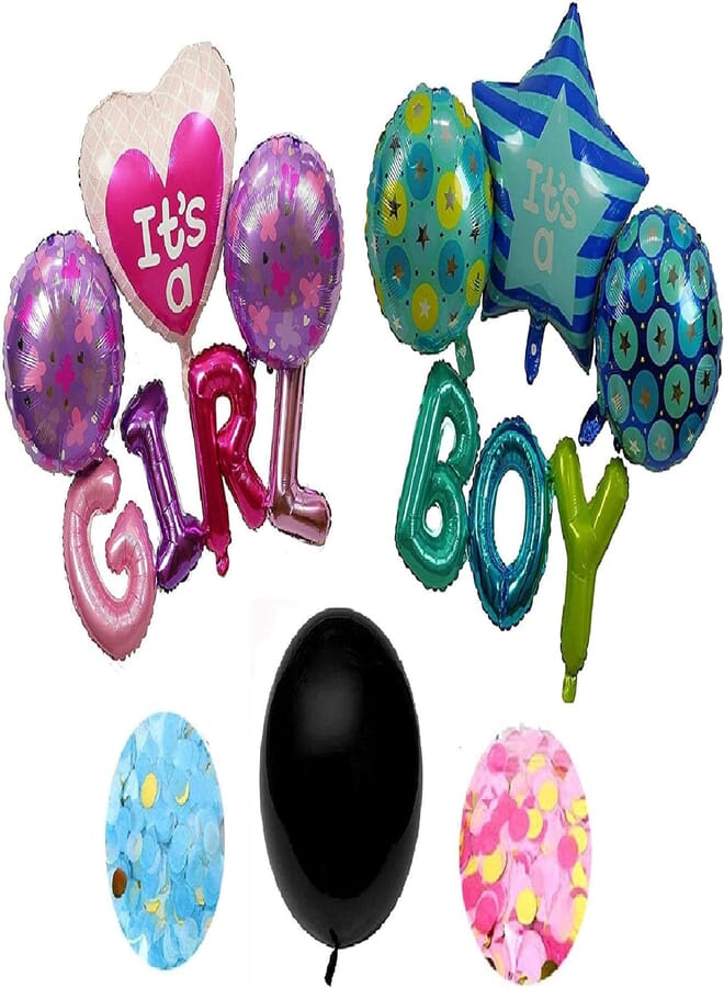 Secret Gender Reveal Balloons with Confetti, Large Boy or Girl Balloon for Gender Reveal Party