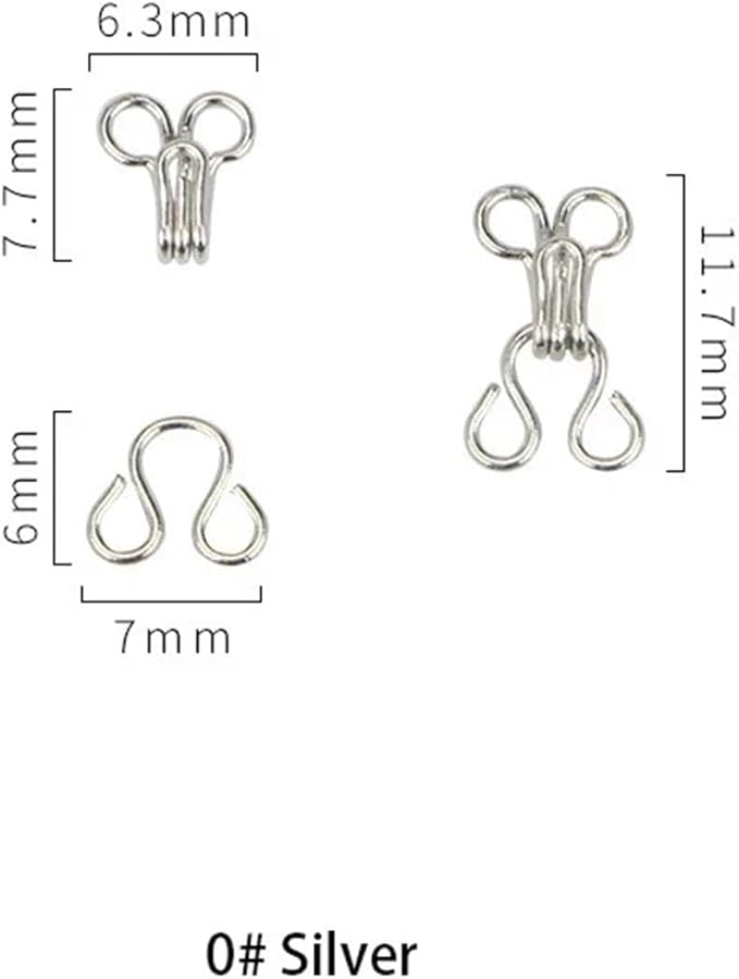 مشابك هوك وعين نحاسية 160 قطعة أزرار خياطة فضية للتنورة فستان حمالة الصدر DIY - Image 3
