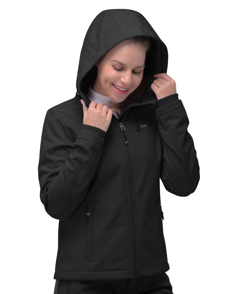 33,000ft Women's Softshell Jacket, Fleece Lined Warm Jacket Light Hooded Windproof Coat for Outdoor Hiking - Image 2