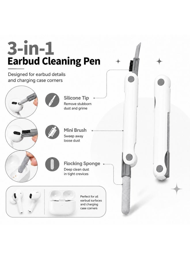 7-in-1 Electronics Cleaning Kit with Large Keyboard Brush, 3-in-1 Earbud Cleaning Pen, Keycap Puller, Screen Wipe and 5ml Empty Spray Bottle, White and Gray - Image 4