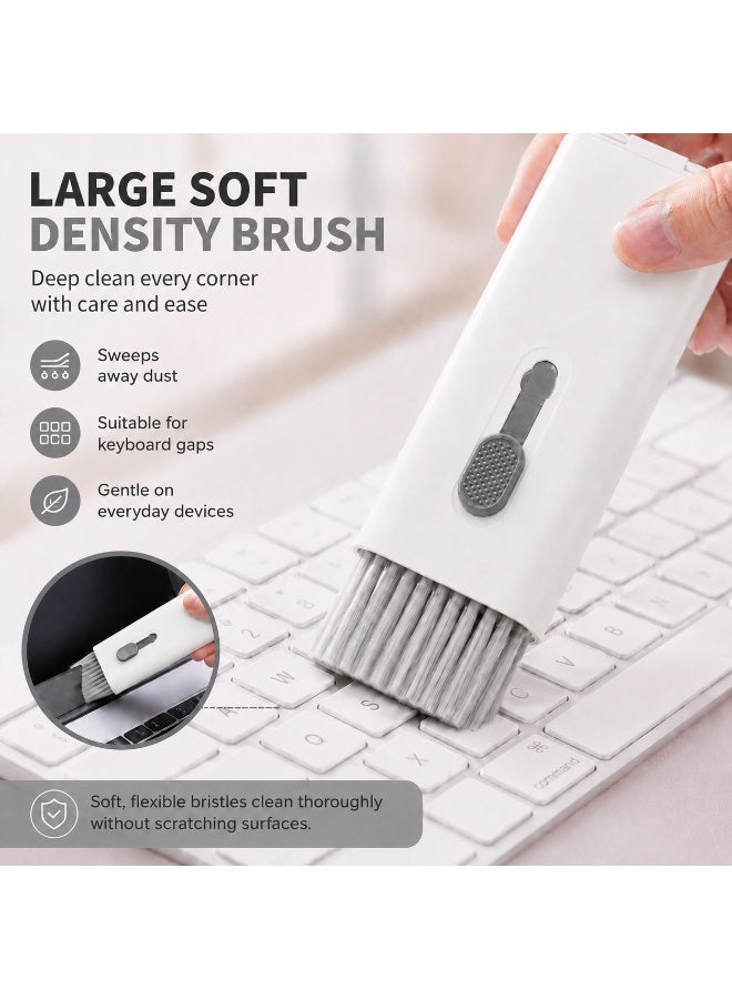 7-in-1 Electronics Cleaning Kit with Large Keyboard Brush, 3-in-1 Earbud Cleaning Pen, Keycap Puller, Screen Wipe and 5ml Empty Spray Bottle, White and Gray - Image 5