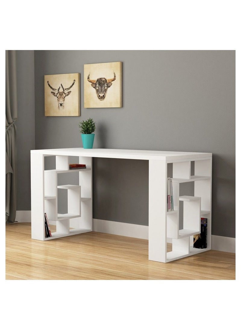 Home Gallery home gallery Modern Home Office Desk With Shelving - White 