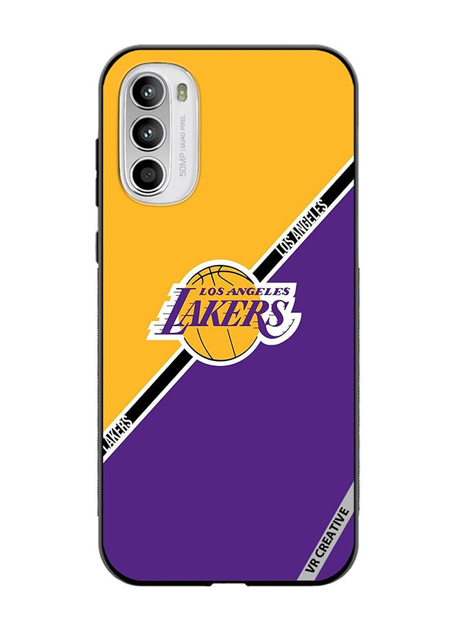 VR CREATIVE Protective Case Cover For Motorola Moto G82 Los Angeles Lakers Design Multicolour - Image 1