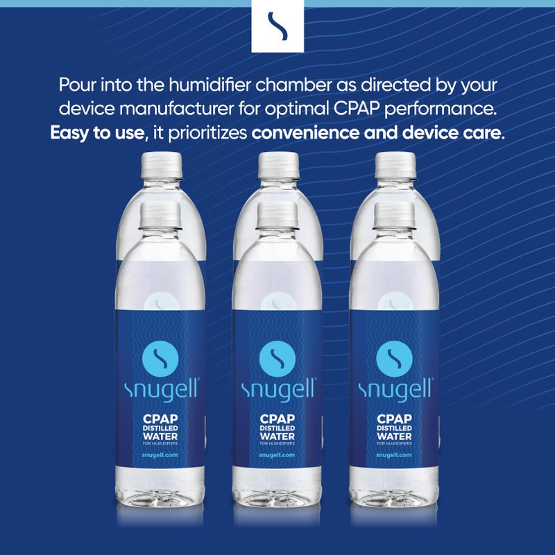 Snugell Travel Size Bottled Distilled Water for CPAP Machines, (6-Pack, 20oz Each) â€“ Up to 12-Day Supply â€“ Multi-Use, Travel-Friendly, Clean, Made in USA - Image 2