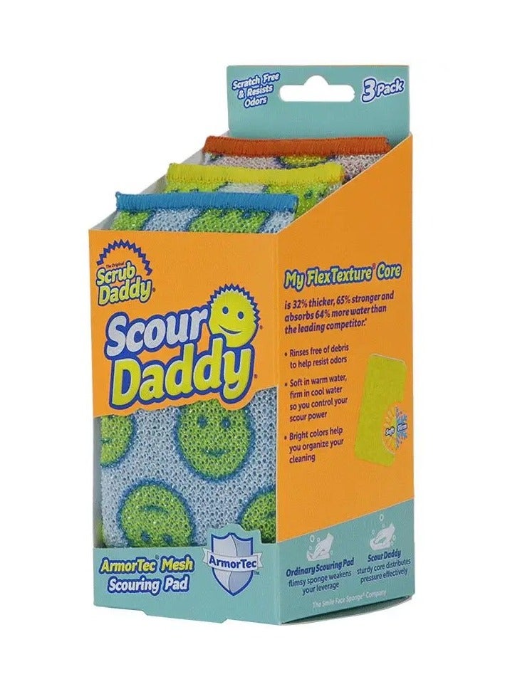 Scrub Daddy Set Of 3 Scrub Daddy Cour Pads Scour Daddy Multi Surface Scouring Pad, Absorbent, Soft in Warm Water, Firm in Cold, Scratch Free, Odor Resistant, Easy to Clean Multicolor - Image 1