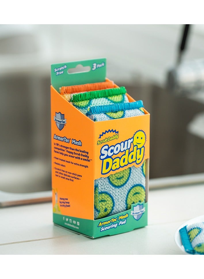 Scrub Daddy Set Of 3 Scrub Daddy Cour Pads Scour Daddy Multi Surface Scouring Pad, Absorbent, Soft in Warm Water, Firm in Cold, Scratch Free, Odor Resistant, Easy to Clean Multicolor - Image 2