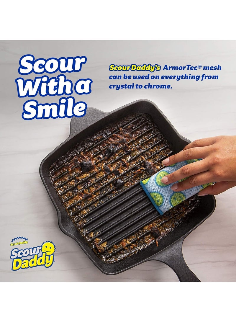 Scrub Daddy Set Of 3 Scrub Daddy Cour Pads Scour Daddy Multi Surface Scouring Pad, Absorbent, Soft in Warm Water, Firm in Cold, Scratch Free, Odor Resistant, Easy to Clean Multicolor - Image 3