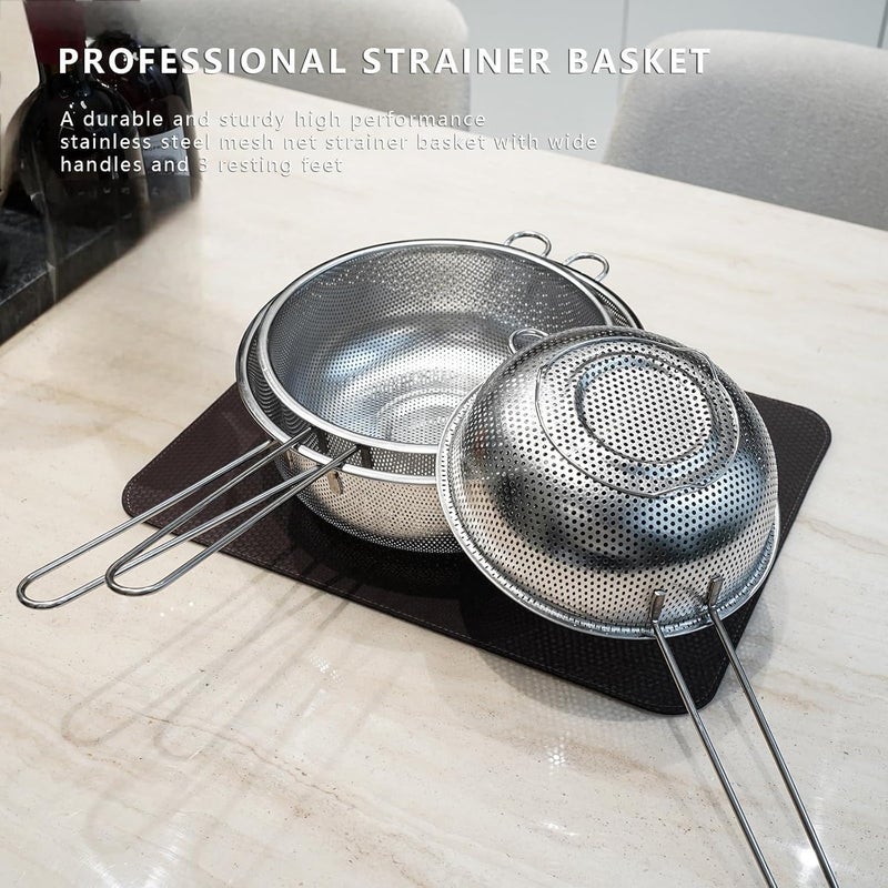 KASTWAVE Strainer with Long Handle, Round Kitchen Strainer, Mesh Strainer Pot, Strainer Skimmer in Stainless Steel, Easy to Clean, Rust Resistant, Sieve for Food, Tea, Rice, Oil, Noodles, Fruits and Vegetables - Image 5