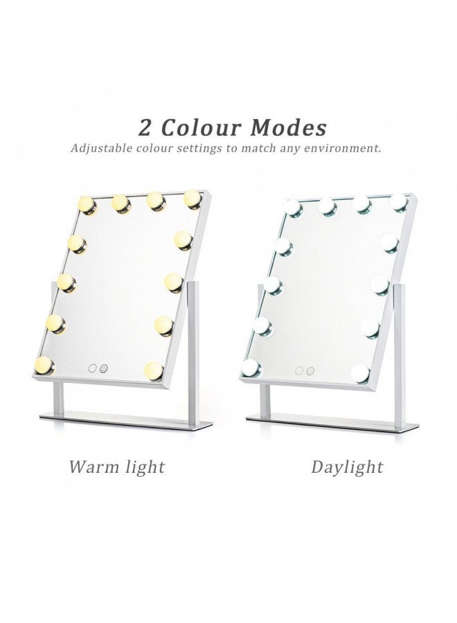 Waneway Lighted Dresser Mount Vanity Mirror with 12 x 3W Dimmable LED Bulbs and Touch Control Design, Hollywood Style Makeup Cosmetic Mirrors with Lights, White - Image 1