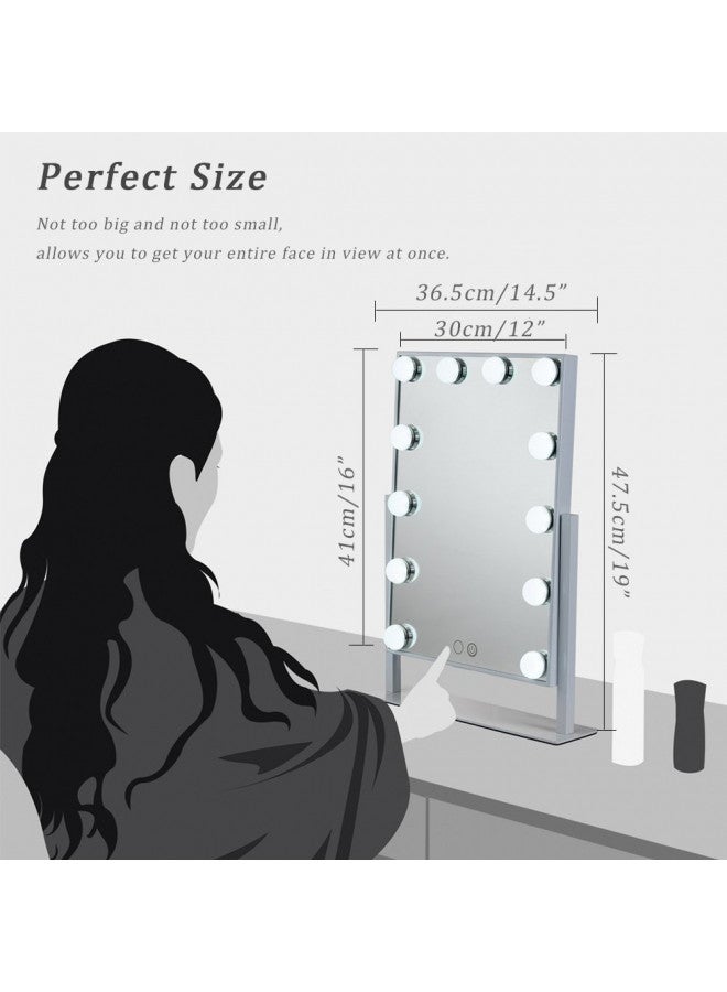 Waneway Lighted Dresser Mount Vanity Mirror with 12 x 3W Dimmable LED Bulbs and Touch Control Design, Hollywood Style Makeup Cosmetic Mirrors with Lights, White - Image 2