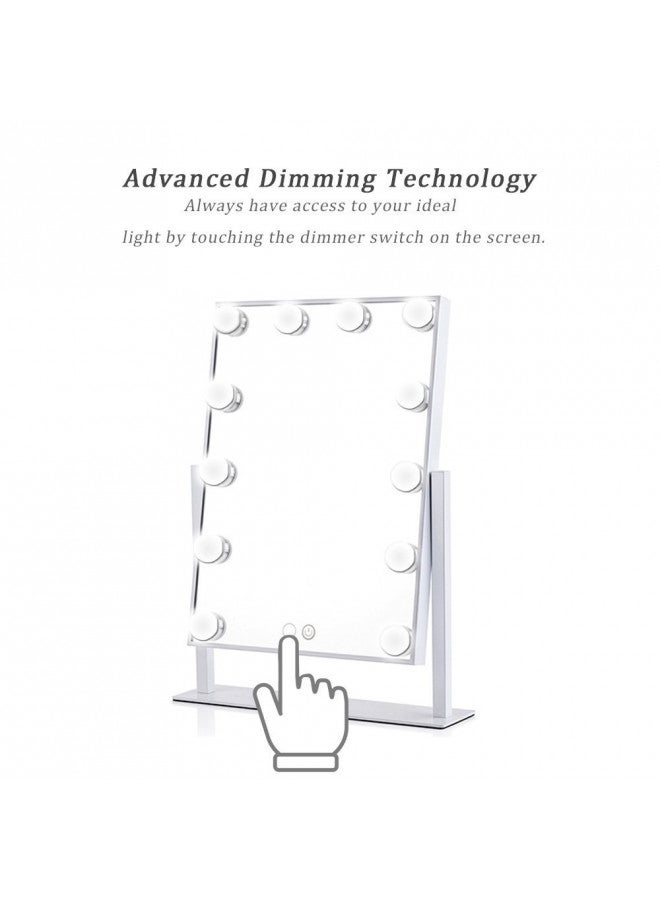 Waneway Lighted Dresser Mount Vanity Mirror with 12 x 3W Dimmable LED Bulbs and Touch Control Design, Hollywood Style Makeup Cosmetic Mirrors with Lights, White - Image 4