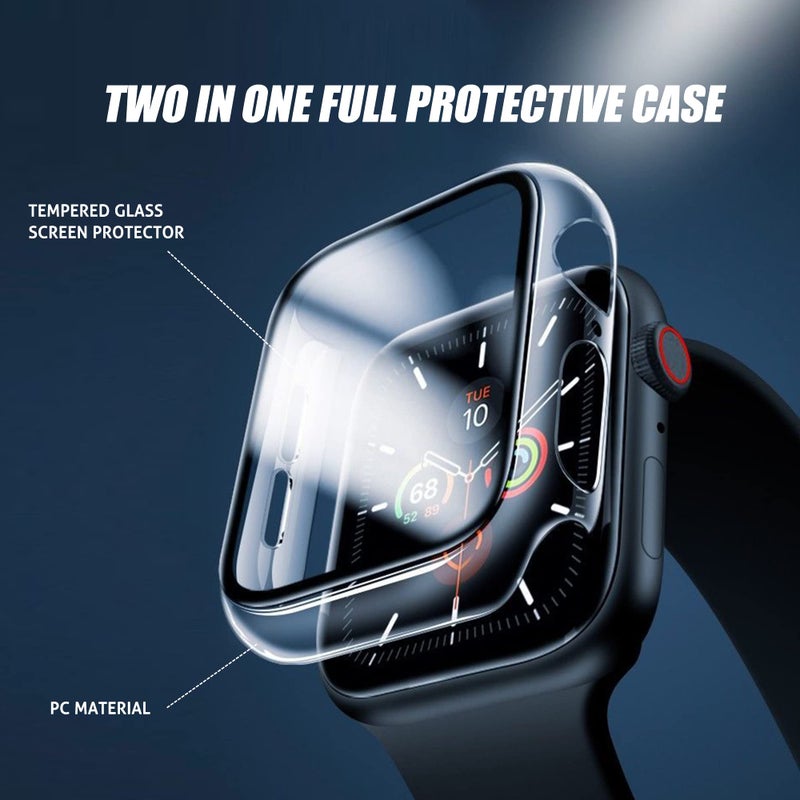 Ailun for Apple Watch SE 3/SE 2023/Series 6/5/4/SE Screen Protector [44mm], Ultra-Thin Hard PC Case Built in Tempered Glass for iWatch, Shockproof Cover with Button [2 Pack][Clear] - Image 2