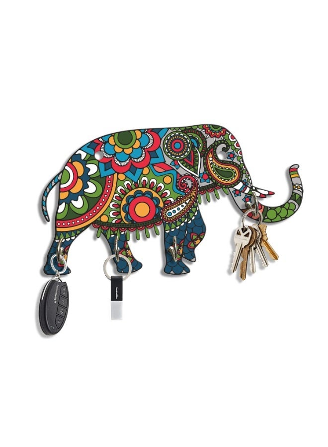 Artvibes Unique Stylish Wooden Key Holder for Wall Decor with Stylish Stainless Steel 4 Hooks Beautiful Key Organizer for Home Decoration(KH_820), Multi1 - Image 3
