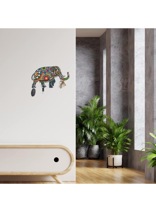 Artvibes Unique Stylish Wooden Key Holder for Wall Decor with Stylish Stainless Steel 4 Hooks Beautiful Key Organizer for Home Decoration(KH_820), Multi1 - Image 4