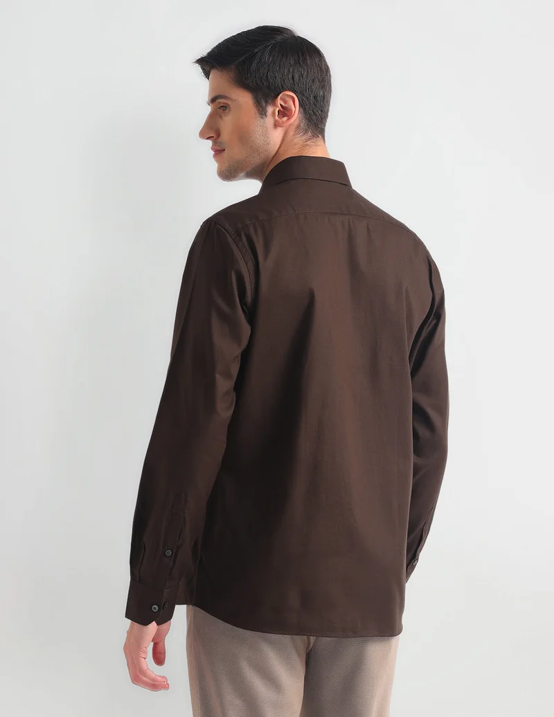 Arrow Brown Pure Cotton Slim Fit Shirt for Men | Best Price UAE
