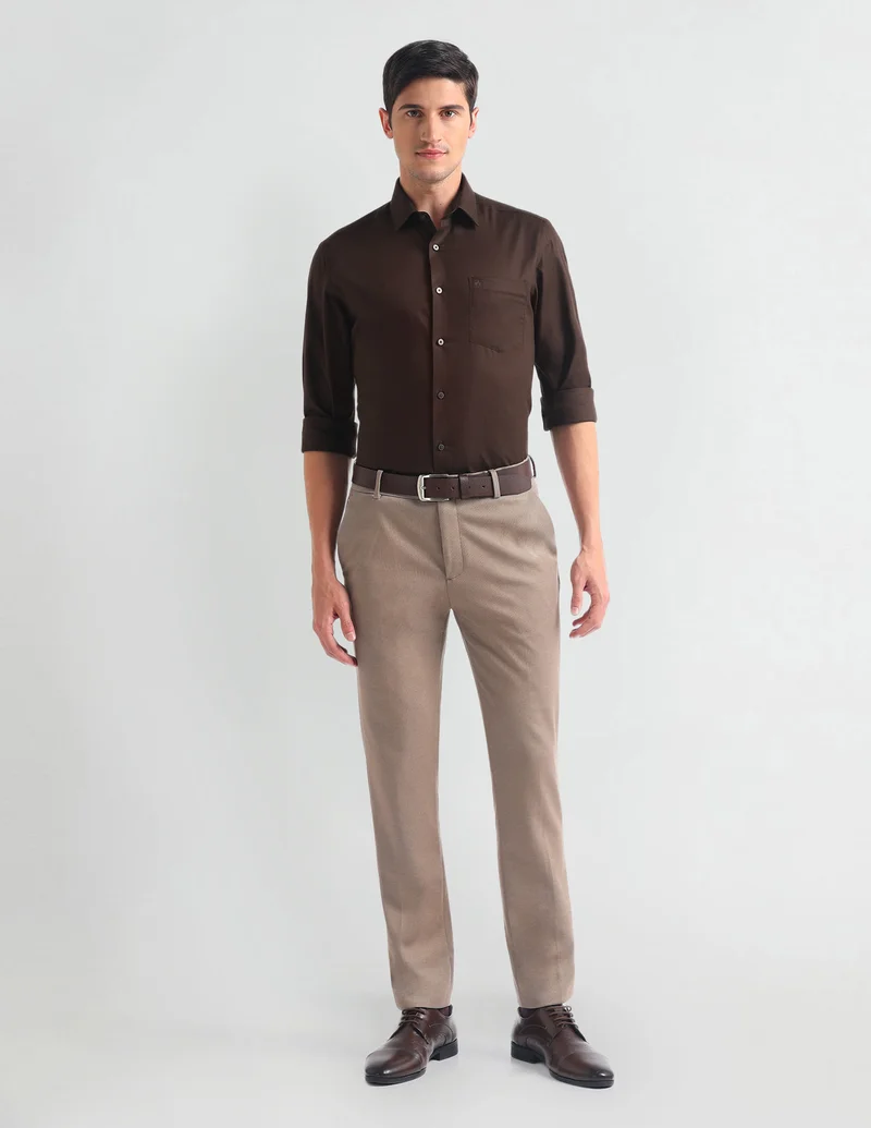Arrow Brown Pure Cotton Slim Fit Shirt for Men | Best Price UAE